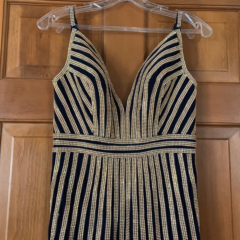 Long women’s pageant gown, navy blue, wore twice in Miss America Organization